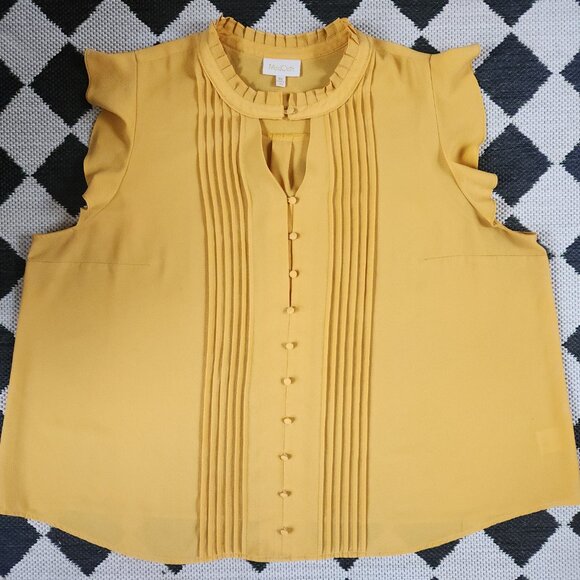 Plus-size vintage blouse by Modcloth, yellow, 3x - Picture 2 of 5